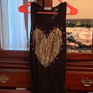 Black and gold razor back tank top